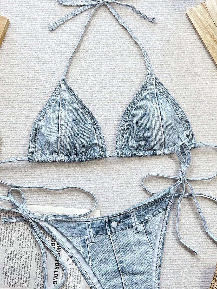 Women's Sexy Denim Print Bikini Set - Fashionable Beachwear - GFIT SPORTS