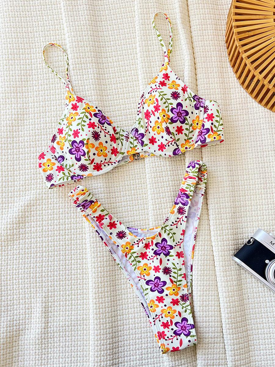 Women's Sexy Floral Bikini Set - Fashionable White Beachwear - GFIT SPORTS