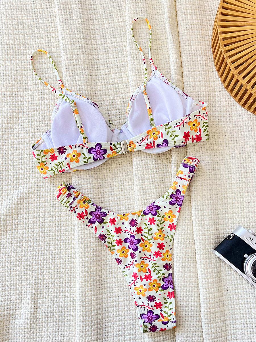 Women's Sexy Floral Bikini Set - Fashionable White Beachwear - GFIT SPORTS