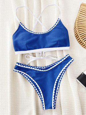 Women's Sexy Jacquard Bikini Set - Trend Blue Bikini - GFIT SPORTS