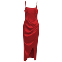 Women's Strappy Sleeveless Maxi Bodycon Dress - Red Sundress - GFIT SPORTS