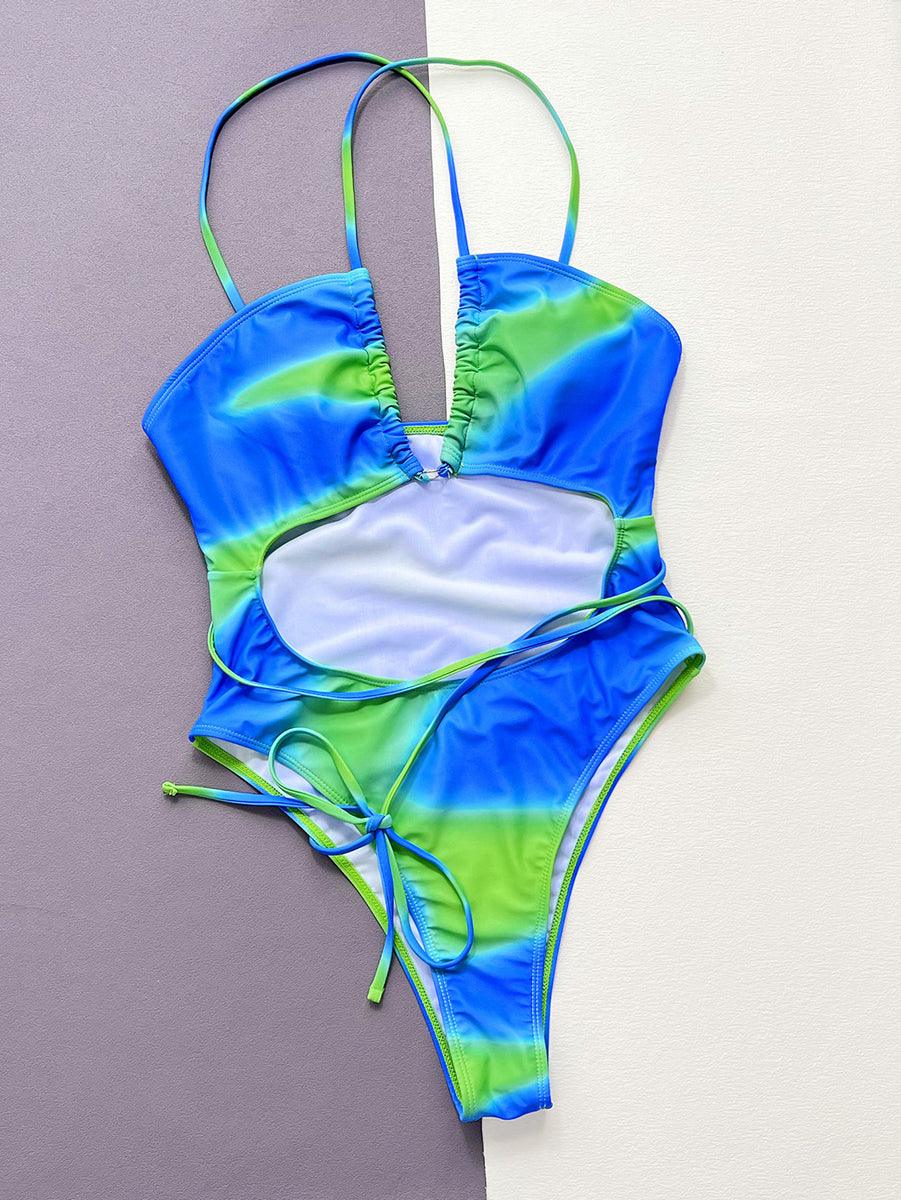 Women's Tie-Dye Hollow One-Piece Swimsuit | GFIT Chic Beachwear - GFIT SPORTS