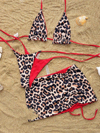 Women's Leopard Print Bikini Set with Cover Up - Designer Swimwear for Pool & Beach - GFIT SPORTS