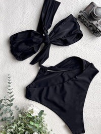 Women's One Piece Bow-Knot Swimsuit - Sexy Black Beachwear GFIT - GFIT SPORTS