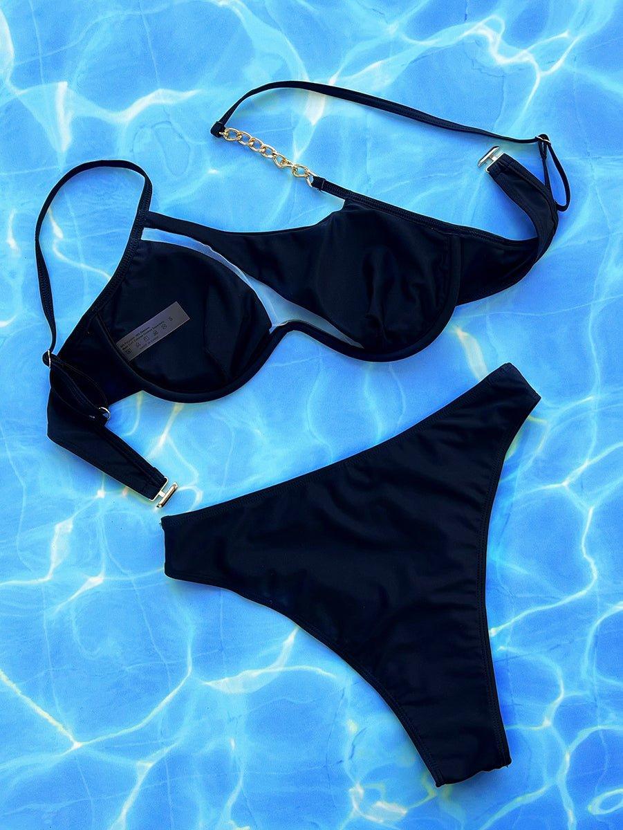 Women's One-Shoulder High-Waist Bikini Set - Sexy Swimwear for Beach & Pool - GFIT SPORTS