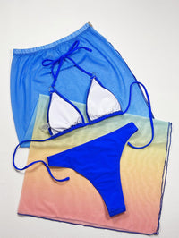 Women's Sexy Three-Piece Bikini Set with Cover Up - Royal Blue Swimwear for Beach & Pool - GFIT SPORTS