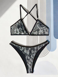Women's Silver Black String Bikini Set - Sexy Designer Swimwear for Beach & Pool - GFIT SPORTS