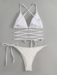 Women's White Jacquard Bikini Set - Sexy Swimwear for Beach & Pool by GFIT - GFIT SPORTS